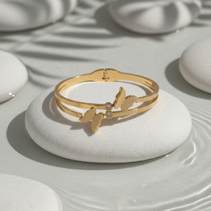 Butterfly Bloom – Gold-Tone Anti-Tarnish Bracelet