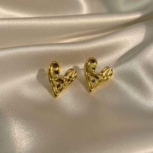 Molten Heart – Gold-Tone Sculpted Earrings