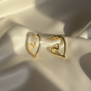 Golden Whisper Heart Hoops