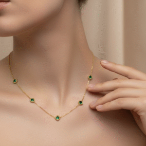 Emerald Halo – Anti Tarnish Chain with Studs