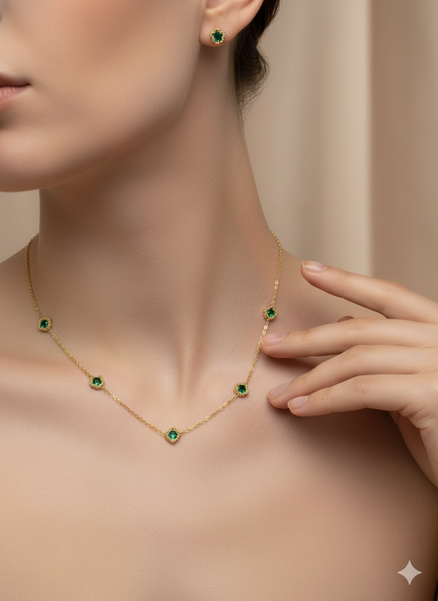 Emerald Halo – Anti Tarnish Chain with Studs