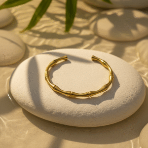 Bamboo Gleam – Gold-Tone Anti-Tarnish Bracelet